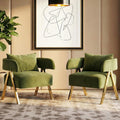 STHOUYN Modern Green Accent Chairs Set of 2, Velvet Barrel Accent Chair for Living Room Bedroom, Comfy Reading Armchairs (2, Green)