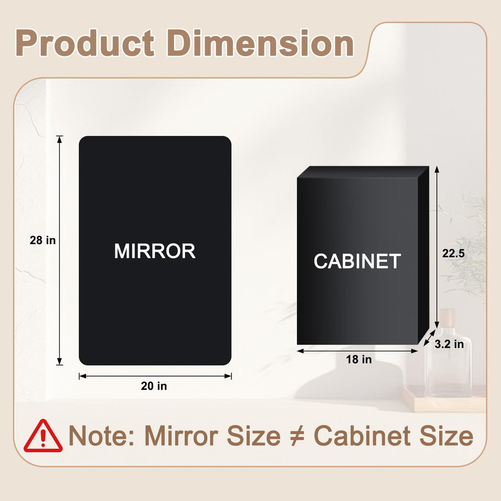 20x28 Inch Medicine Cabinet with Mirror for Bathroom, Black Aluminum Bathroom Medicine Cabinet, Recessed or Wall Mount Medicine Chest Over Sink, Modern Farmhouse Style, Fully Assembled