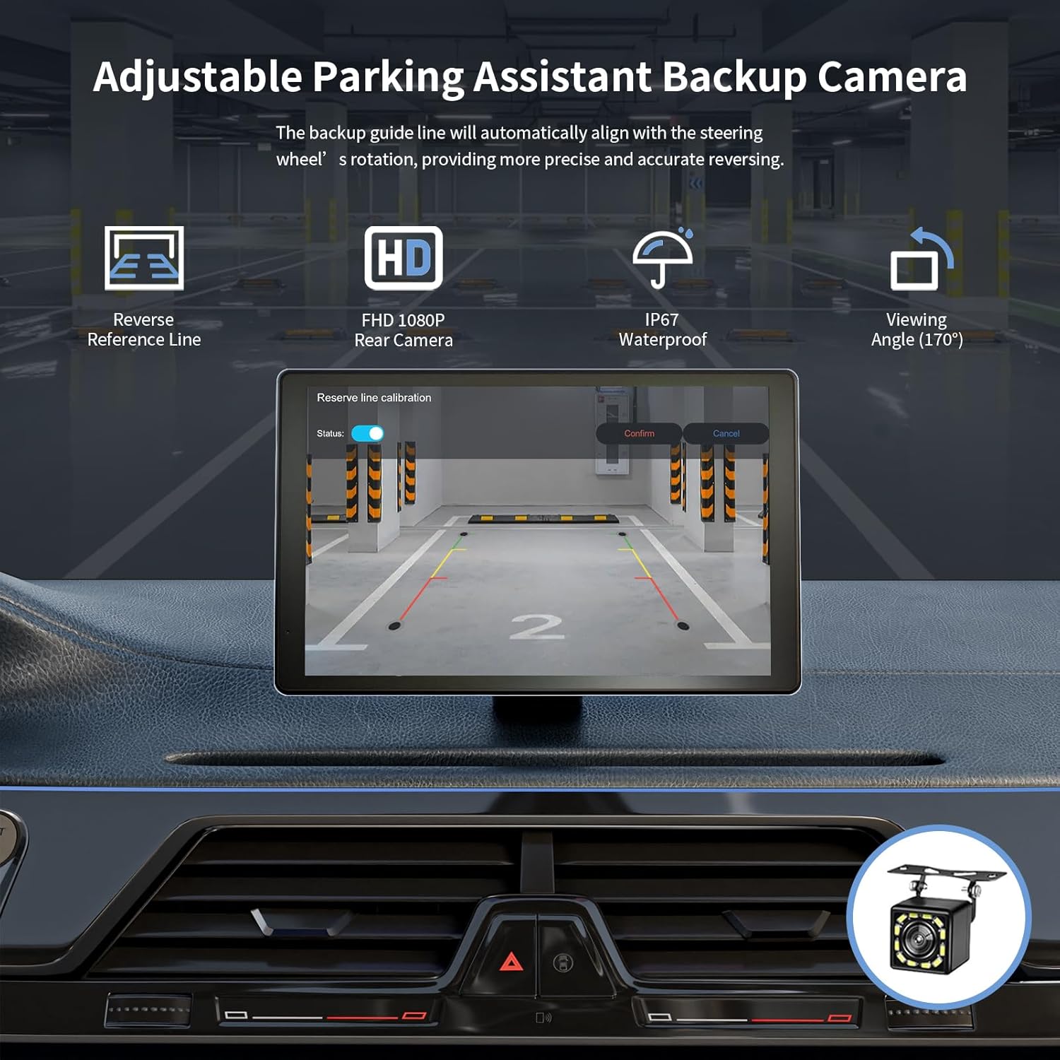 Madoec Portable Apple Carplay Screen for Car, 9" Wireless Apple Carplay & Android Auto,4K Dash Cam,1080p Backup Camera DVR,Car Audio Receivers GPS Navigation Mirror Link, Bluetooth,FM, Siri