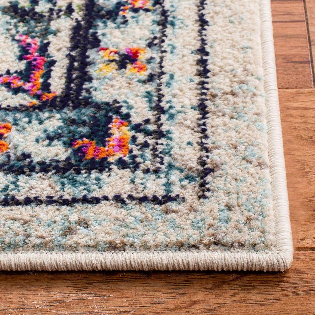 SAFAVIEH Area Rug 8x10 - Madison Collection - Large - Cream & Blue, Boho Chic Distressed Medallion Design, Non-Shedding & Easy to Clean, Ideal for Living Room, Bedroom, Dining Space (MAD473B)
