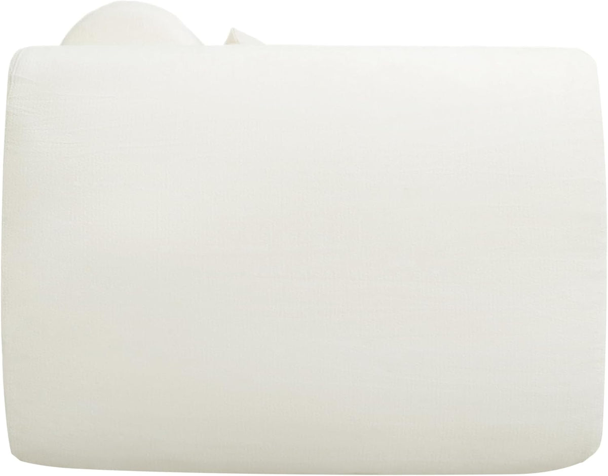 Merax 140" Curved Polyester Sectional Sofa Set, Modern Cloud Couch with Chaise Lounge & 3 Pillows, Fully Assembled for Living Room, Beige