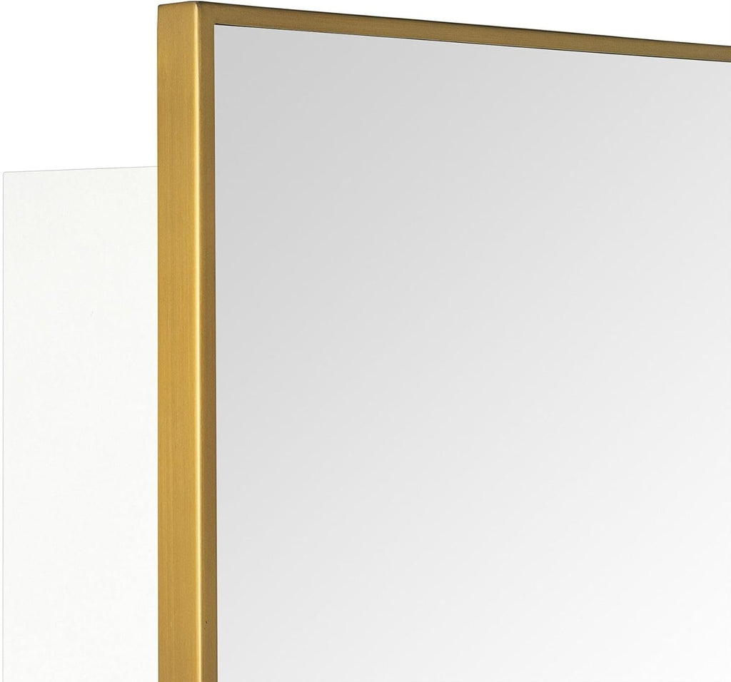 TEHOME 16.5'' x 24'' Brushed Gold Recessed and Surface Mount Bathroom Medicine Cabinet with Mirror Brushed Gold Square Cornered Metal Framed Rounded Rectangle Medicine Cabinet Mirror