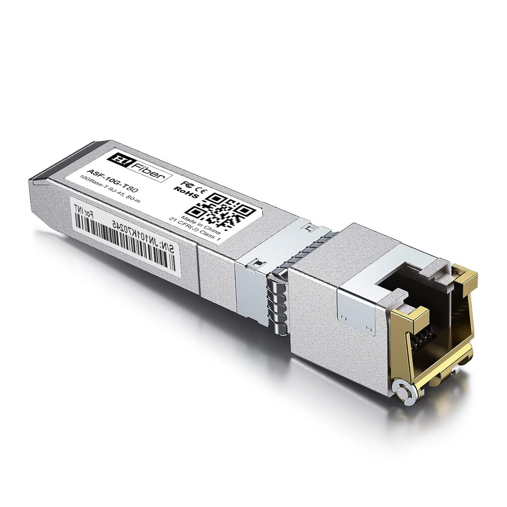 H!Fiber 10Gb SFP+ to RJ45 Module, 80 Meters, Low Power Consumption 10Gbase-T Ethernet SFP+ Copper Transceiver for Cisco, Meraki, MikroTik, Ubiquiti, Unifi, Netgear, QNAP and More, Cat6a/7/8, 4 Pack
