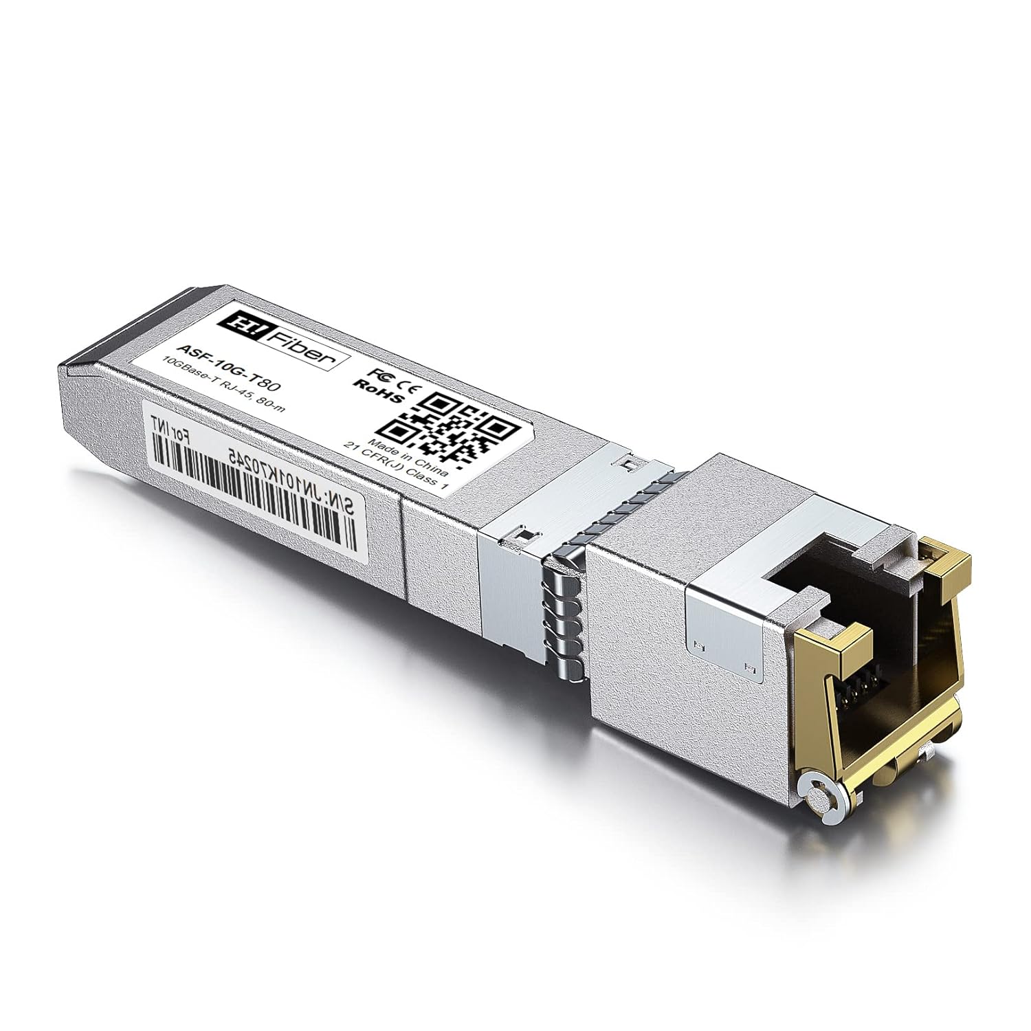 H!Fiber 10Gb SFP+ to RJ45 Module, 80 Meters, Low Power Consumption 10Gbase-T Ethernet SFP+ Copper Transceiver for Cisco, Meraki, MikroTik, Ubiquiti, Unifi, Netgear, QNAP and More, Cat6a/7/8, 4 Pack