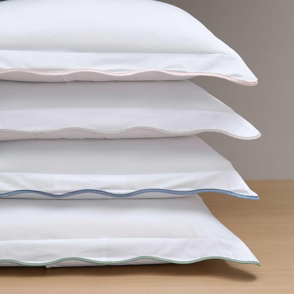 Martha Stewart - King Duvet Cover Set, 100% Soft Cotton Bed Set with a Smooth Cotton Percale Reverse, 3 Piece Bedding with Matching Pillowcases (Simple Scallop Beige)