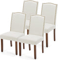 DUMOS Dining Chairs Set of 4, Modern Kitchen Table Chairs with Wooden Legs and Padded Seat for Dining Room/Kitchen/Living Room/Restaurant, Beige