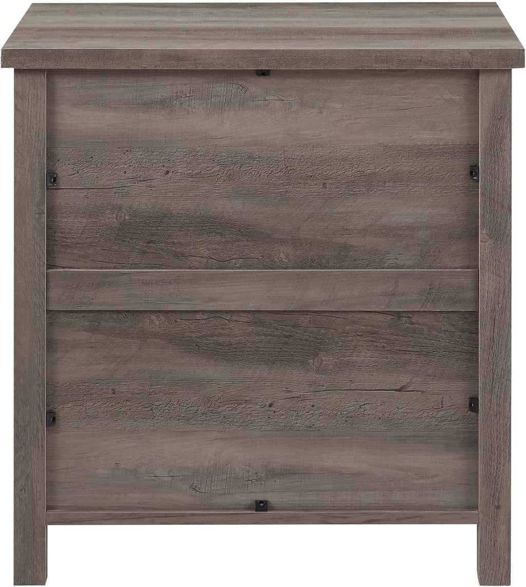 Walker Edison Hazel Modern Farmhouse 3 Drawer Framed Nightstand with Half-Moon Handles 25 Inch Grey Wash