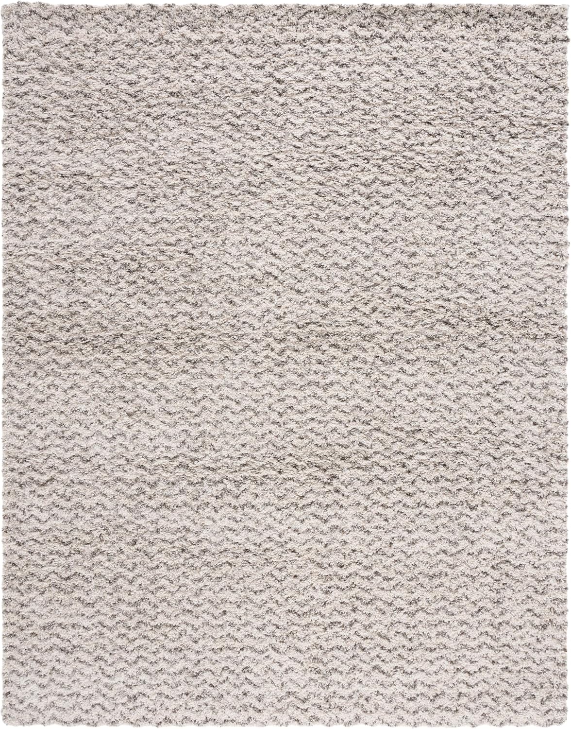 SAFAVIEH Hudson Shag Collection Area Rug - 9' x 12', Ivory & Grey, Chevron Design, Non-Shedding & Easy Care, 2-inch Thick Ideal for High Traffic Areas in Living Room, Bedroom (SGH330A)