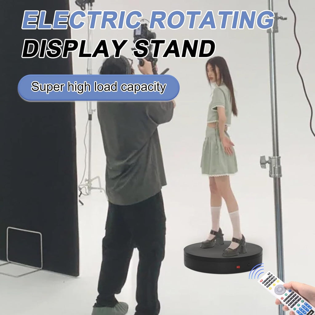 Super Heavy Duty Remote-Controlled Motorized Turntable,Motorized Rotating Display Stand,Speed-Adjustable Rotating Platform,Human 3D Scan Electric Turntable for Scan,Showcase(19.7in/Black)
