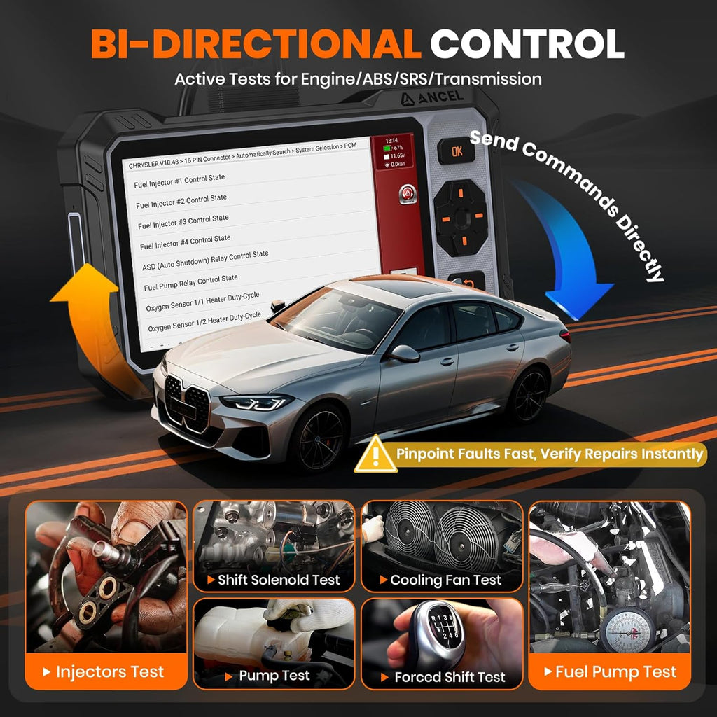 ANCEL FX6000 Bidirectional OBD2 Scanner - ABS, SRS, Transmission & Engine Car Diagnostic Scan Tool with 7+ Reset Services (ABS Bleed, EPB, SAS, BMS, Oil), Auto Scan, Lifetime Free Updates