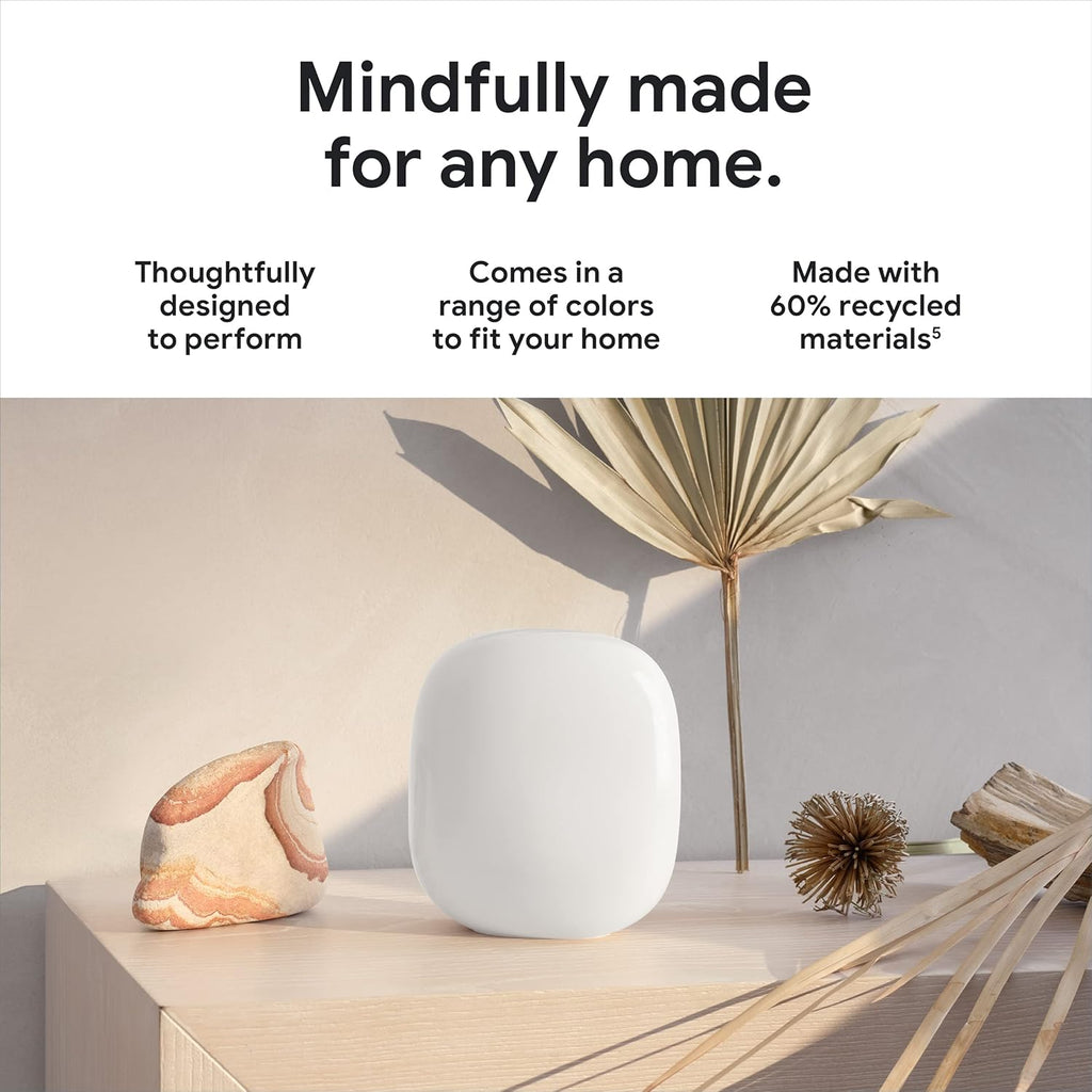 Google Nest WiFi Pro - Wi-Fi 6E - Reliable Home Wi-Fi System with Fast Speed and Whole Home Coverage - WPS - Mesh Wi-Fi Router - Fog