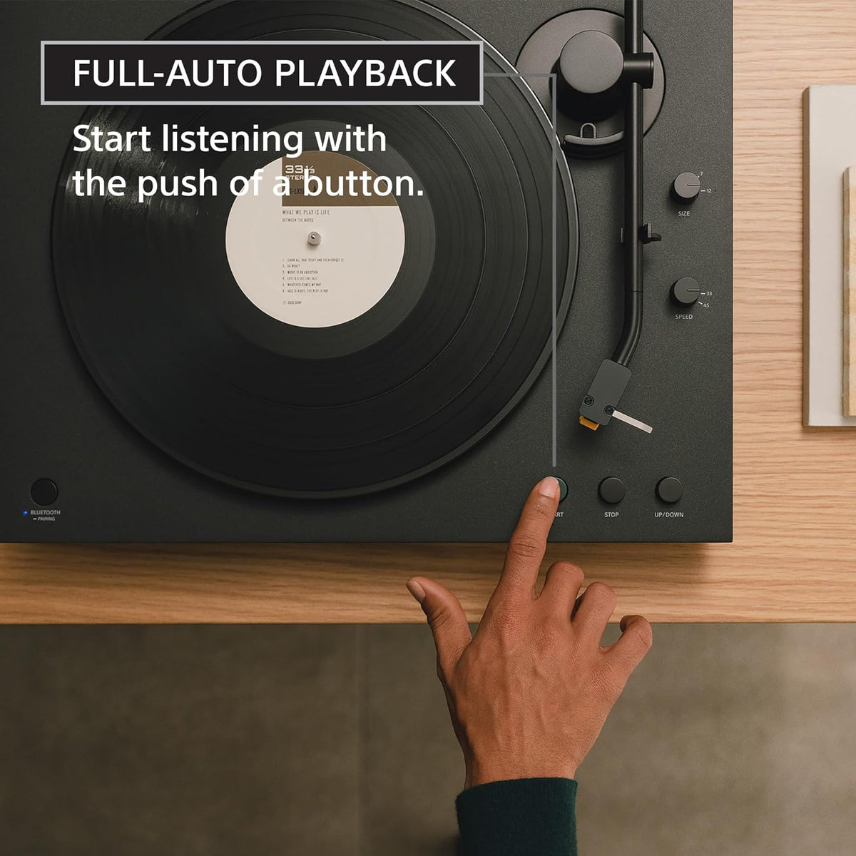 Sony PS-LX5BT Premium Wireless Bluetooth Turntable (2026 Model) : Fully Automatic Belt Drive Vinyl Record Player with Built-in Phono EQ and Included Audio Cable, Black