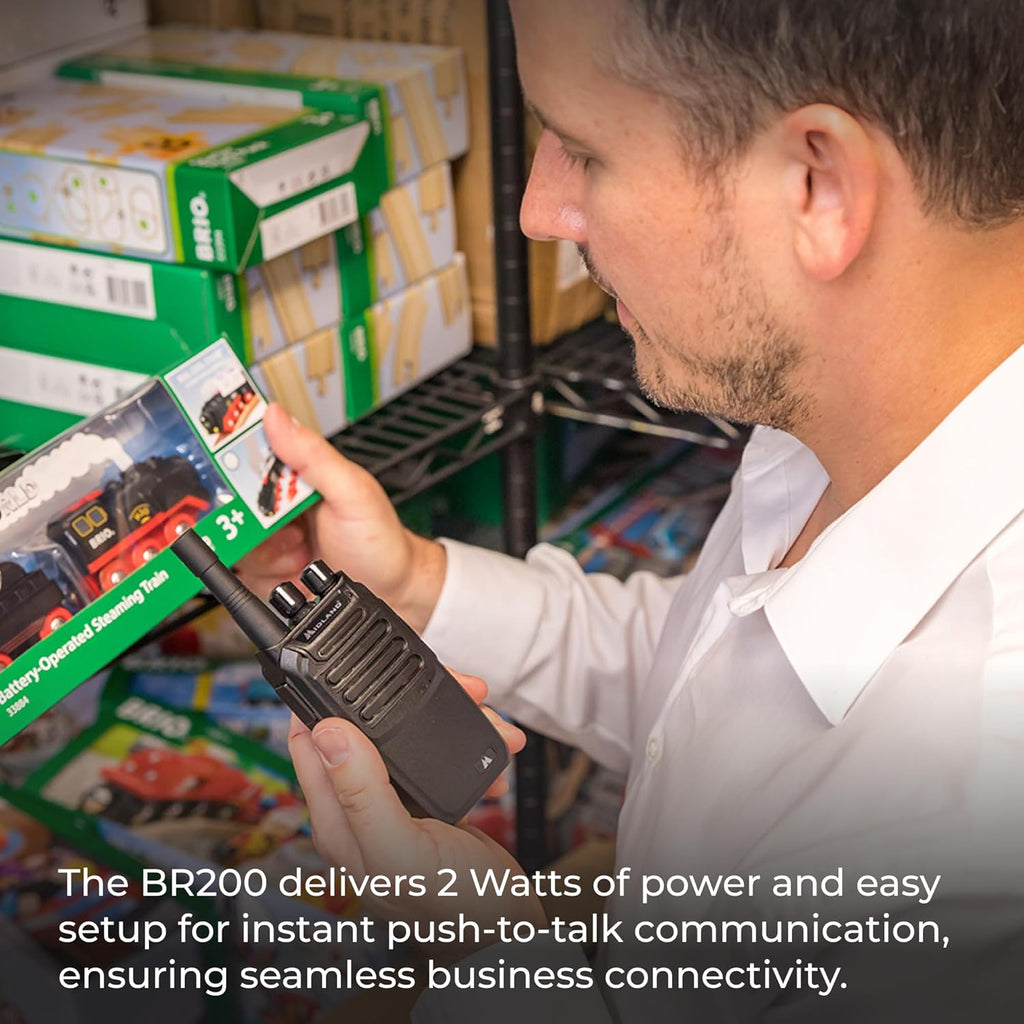 Midland – BizTalk BR200 Business Radio – 2W Industrial Grade Two Way Radio – Compact Size – High Performance Walkie Talkie – 250,000 Square Feet of Coverage