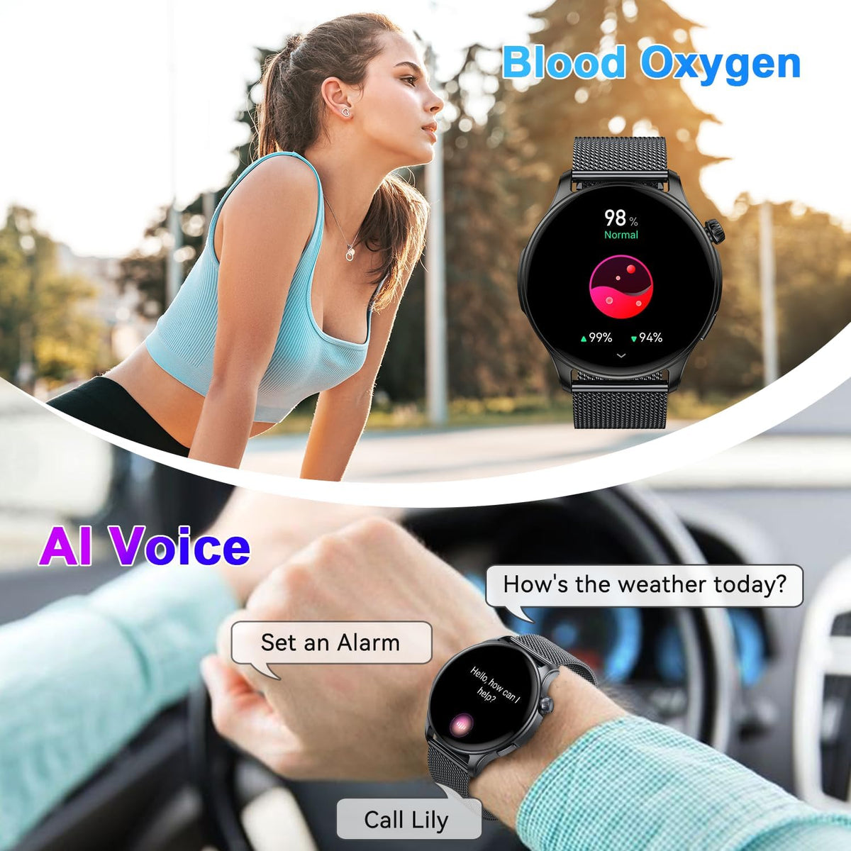 Kimeag Smart Watch for Men Women Fitness: Waterproof Make Answer Call Digital Watches Mens Step Tracker Running Smartwatch Android Phone Heart Rate Sleep Monitor