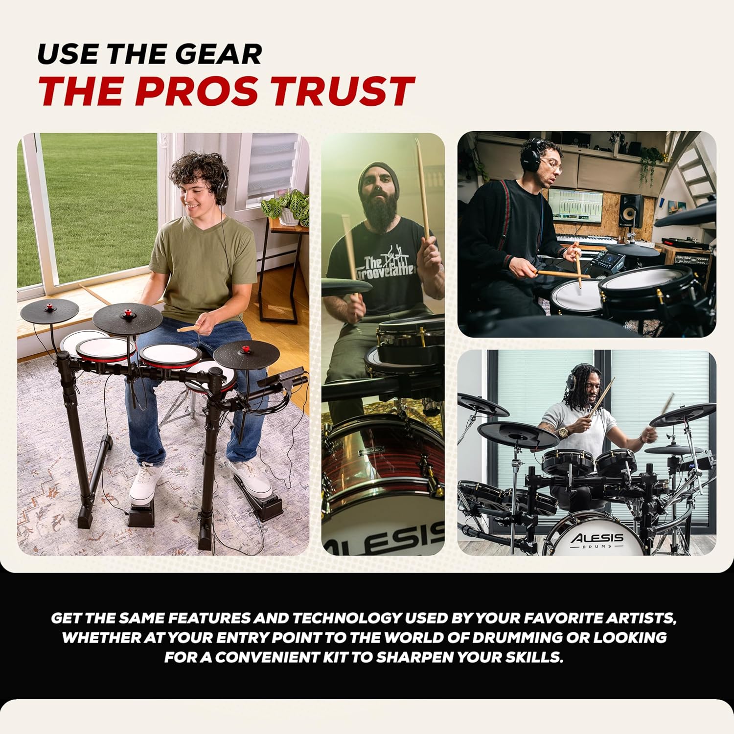 Alesis Turbo Max Electric Drum Set with Quiet 8" Mesh Pads, Lessons, Bluetooth and Accessories, Foldable