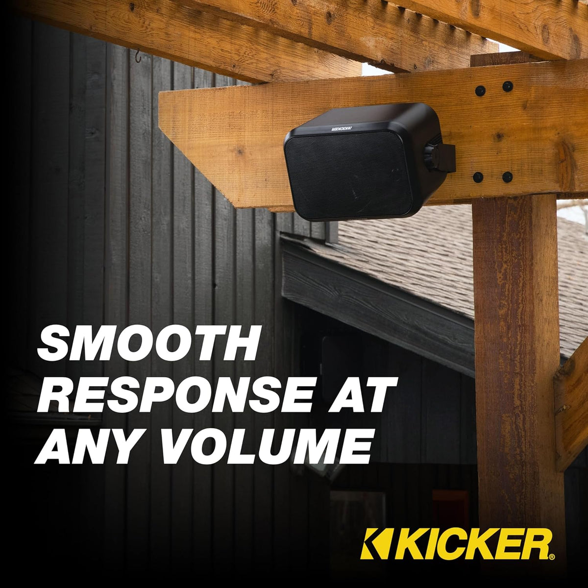 KICKER Outdoor Audio 8″ Indoor Outdoor Speakers (52OA8B) – Weatherproof, UV-Resistant Wall or Ceiling Mount Speakers with Polyethylene-Mica Woofer Black