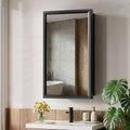 14"x24"Black Medicine Cabinets for Bathroom with Mirror, Aluminum Alloy Framed Mirror, Recessed(12.85"x22.85")or Surface Wall-Mounted(14"x24") Metal Bathroom Vanity Mirror with Storage Cabinet
