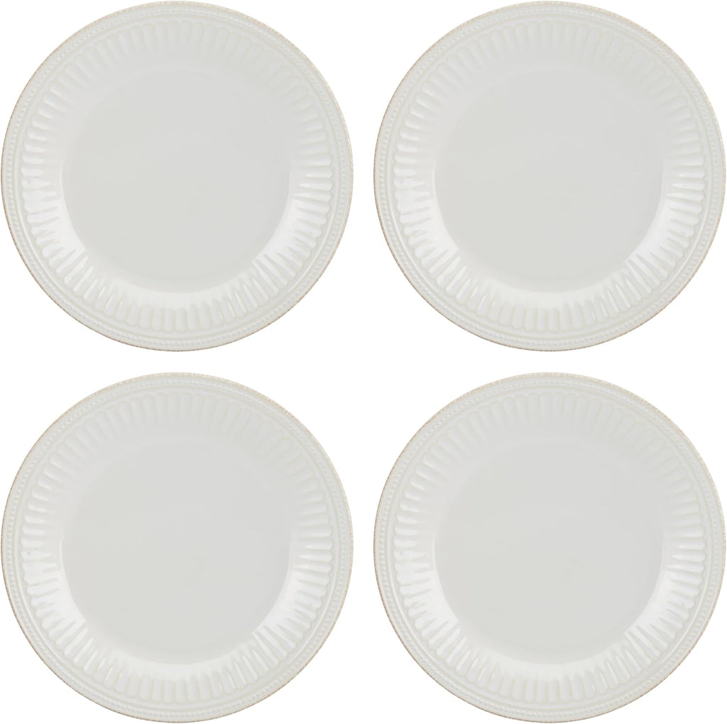 Lenox Dinnerware Sets, French Perle Groove White 24-Piece Dinnerware Set, Service For 8, Stoneware, Dishwasher Safe, Microwave Safe, Bowls, Plates And Bowls, Dinner Dishes, Plates (White, 24 Piece)