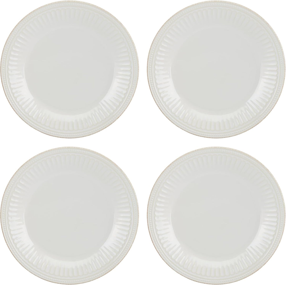 Lenox Dinnerware Sets, French Perle Groove White 24-Piece Dinnerware Set, Service For 8, Stoneware, Dishwasher Safe, Microwave Safe, Bowls, Plates And Bowls, Dinner Dishes, Plates (White, 24 Piece)