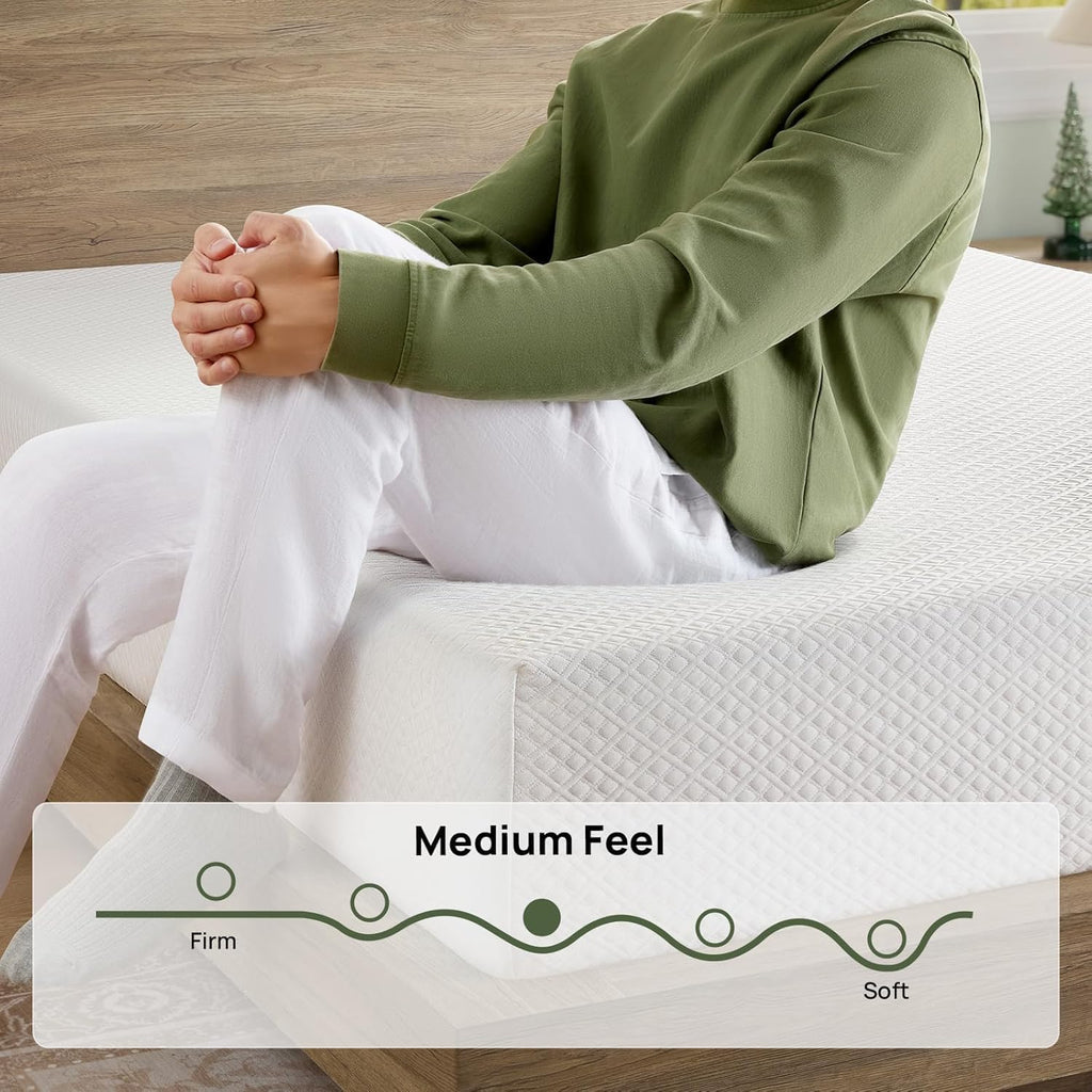Rolanstar Twin Size Mattress, 10 Inch Gel Memory Foam Mattress in a Box, Fiberglass Free, Breathable for Cooler Sleep Supportive & Pressure Relief, CertiPUR-US Certified, White