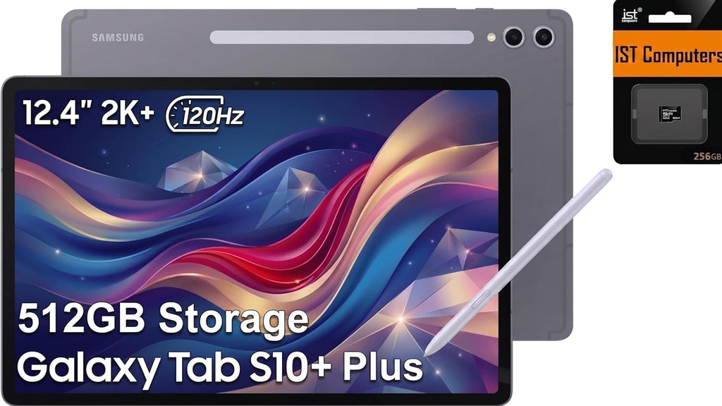 Samsung Galaxy Tab S10+ Plus, 12.4" AMOLED 2X 120Hz, 512GB Storage (256GB+256GB SD Card), Ultra-Light Android Tablet, Galaxy S Pen, AI Tools, 2K+ Touchscreen, 12GB RAM, 16-Hr Battery Life, SM-X820