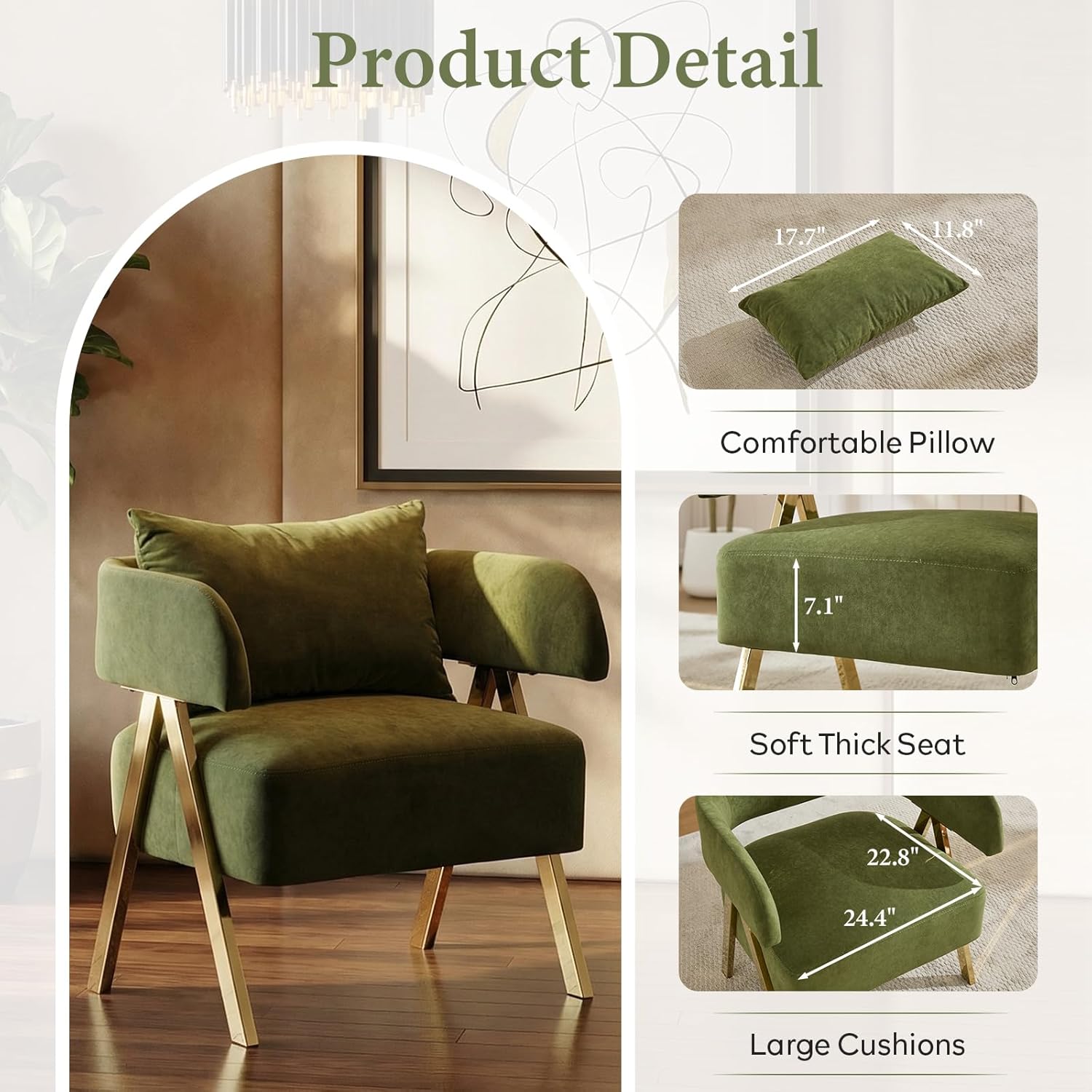 STHOUYN Modern Green Accent Chairs Set of 2, Velvet Barrel Accent Chair for Living Room Bedroom, Comfy Reading Armchairs (2, Green)