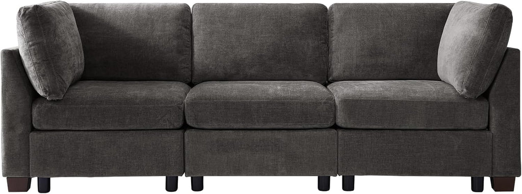 EDILLY 94 inches Oversized Modular Sectional Fabric Cloud Sofa Set, Extra Large L Shaped Couch Reversible Chaise Couch,3 Seat Modular Sofa,Grey
