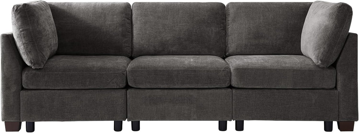 EDILLY 94 inches Oversized Modular Sectional Fabric Cloud Sofa Set, Extra Large L Shaped Couch Reversible Chaise Couch,3 Seat Modular Sofa,Grey