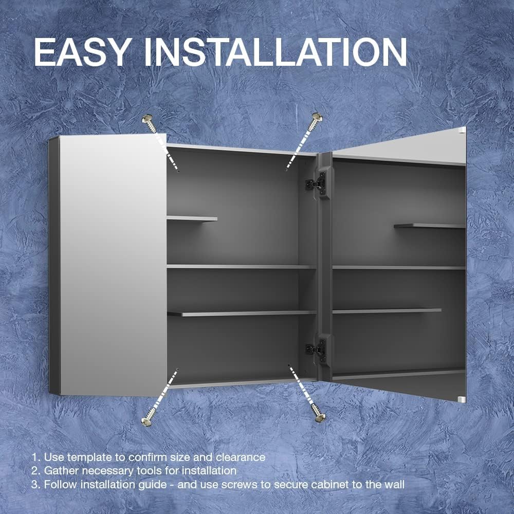 Kohler 81146-DA1 Maxstow Frameless Surface Mount Bathroom Medicine Cabinet, 30 in. W x 24 in. H, Dark Anodized Aluminum