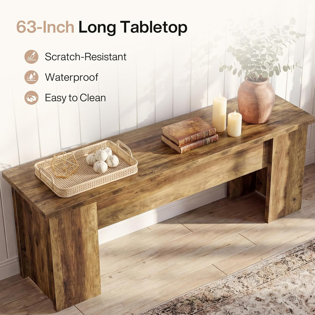 Tribesigns 63-Inch Low Console Table, Farmhouse Wooden Entryway Table, Narrow Long Sofa Table Behind Couch for Living Room, Entrance, Hallway