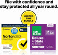 H&R Block Tax Software Deluxe + State 2025 with Norton 360 Premium 2026 Ready Antivirus (10 Devices) Digital Bundle