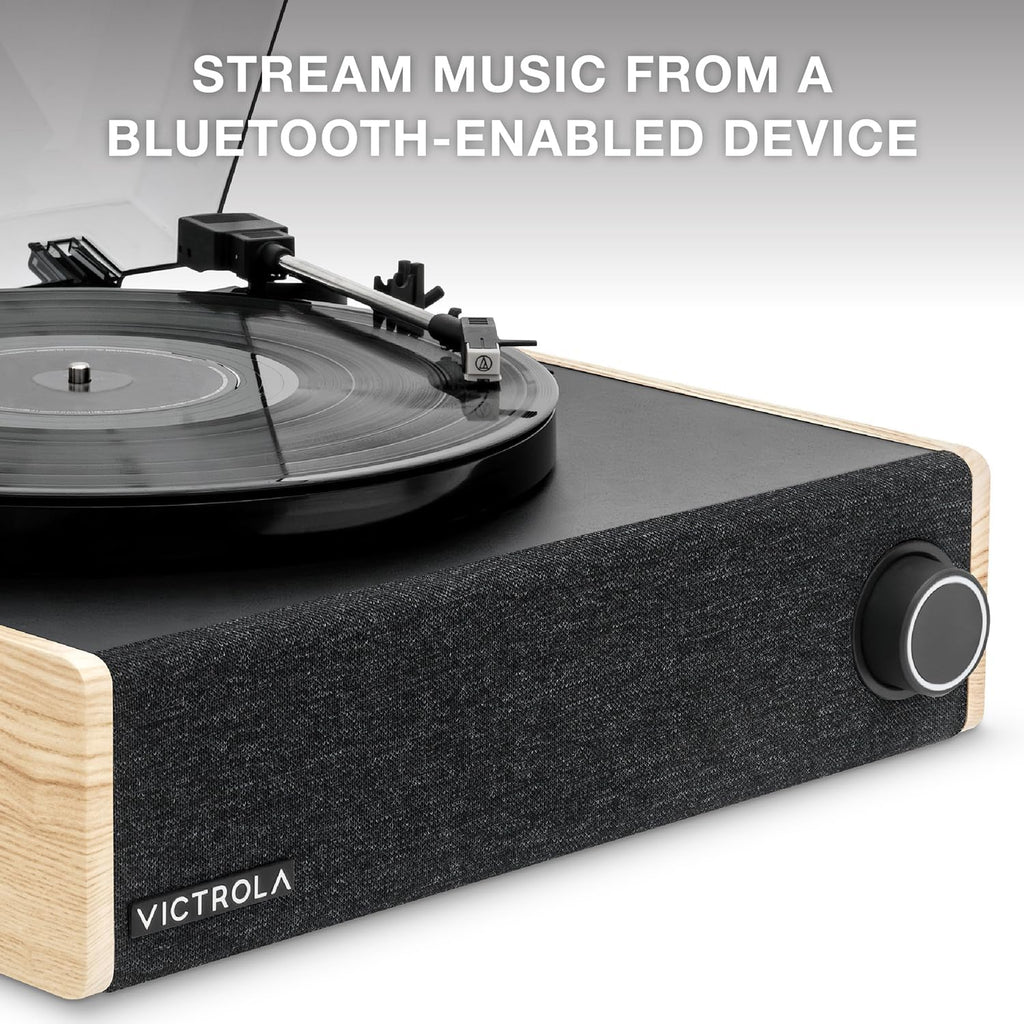 Victrola Eastwood LP – Bluetooth Record Player – 3-Speed Turntable, Audio Technica AT-3600L MM Cartridge, Vinyl Stream Bluetooth Output, Anti-Skip Floating Speaker System, RCA & 3.5mm Output (Natural)