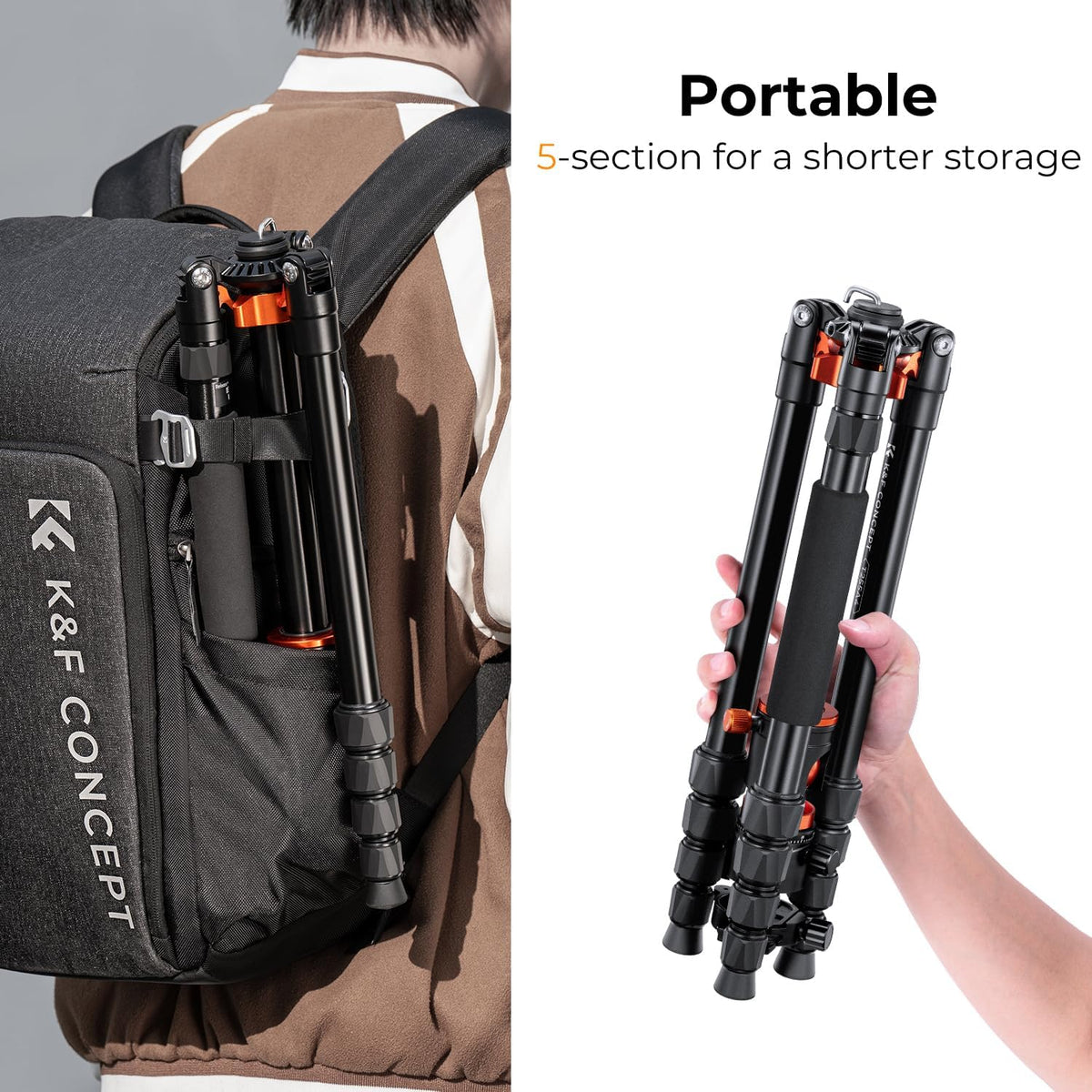 K&F Concept 67 inch Camera Tripod Horizontal Aluminum Tripods Portable Monopod with 360 Degree Ball Head Quick Release Plate for DSLR Cameras T255A4+BH-28L (TM2515T1)