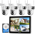 CAMCAMP Wireless Security Camera System with 10.1" Monitor, Dual Lens PTZ CCTV Camera Security System, 10CH Expandable 4K NVR,Auto Tracking, No Subscription for Outdoor Indoor, 5G & 2.4G WiFi
