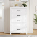 Jocoevol 5 Drawer Dresser for Bedroom - Farmhouse 44.9" Tall Chest of Dresser with Large Storage, Rubst Wood Construction for Living Room, Hallway & Entryway - White
