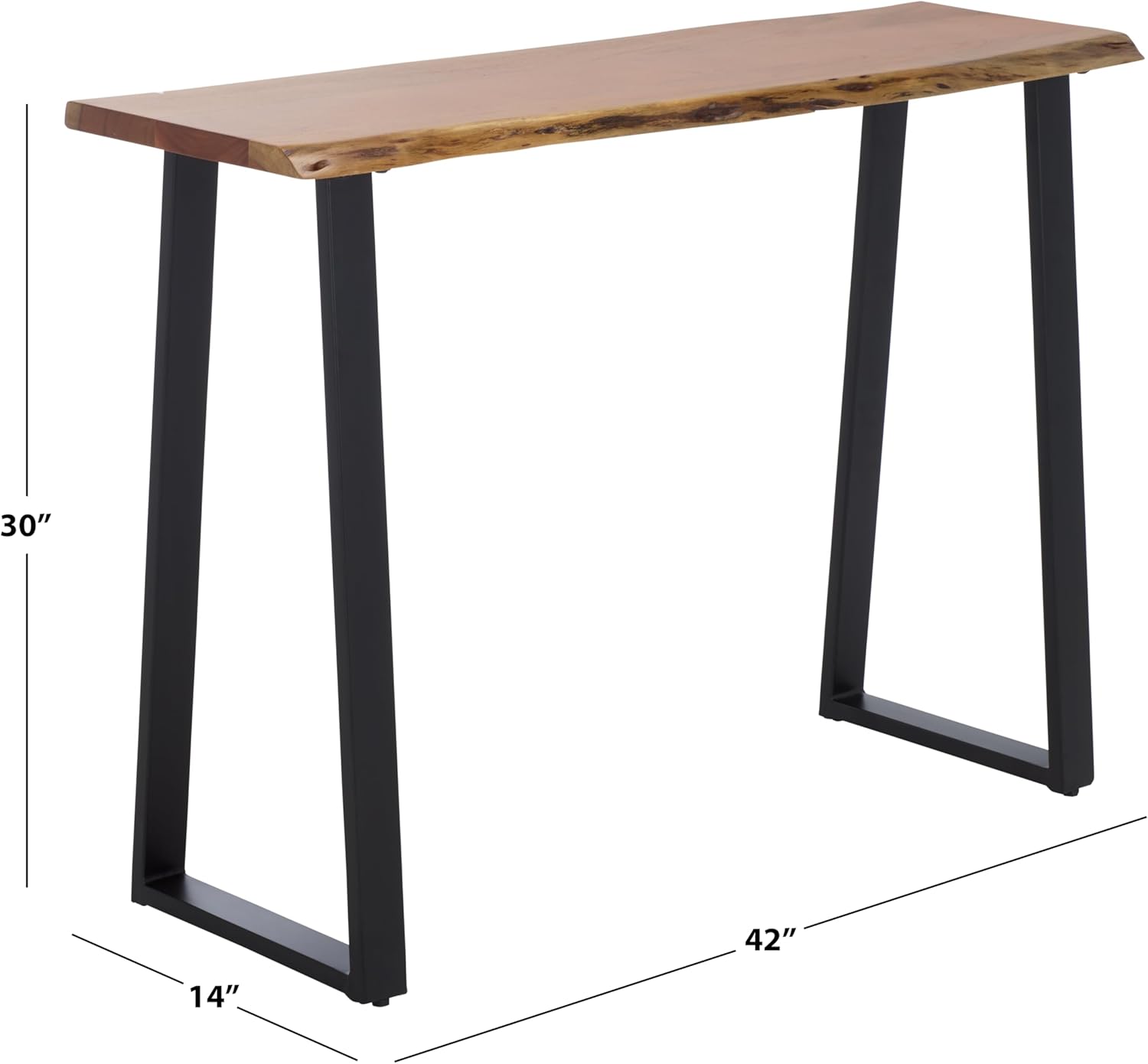 SAFAVIEH Home Collection - Adella Live Edge Entryway Console Table, Natural Wood Top with Black Metal Open Legs (CNS3704A)