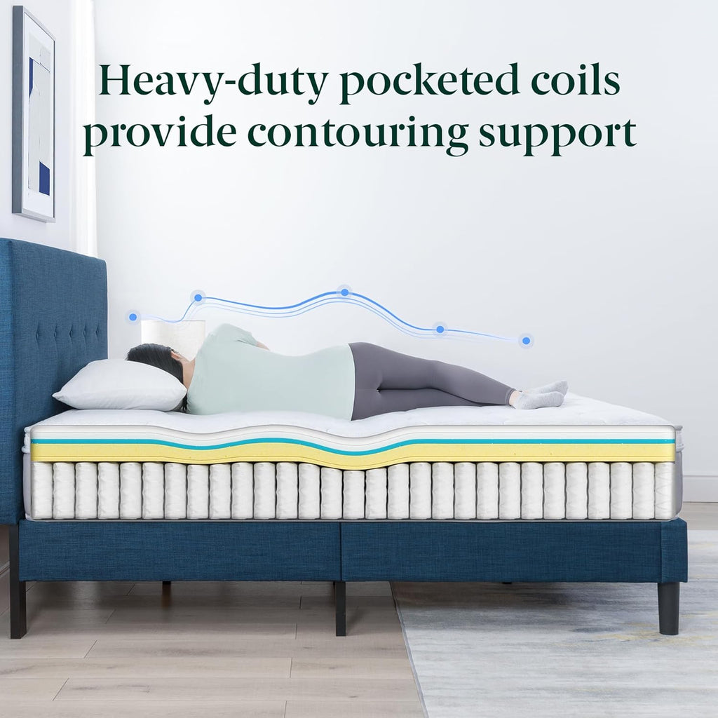 Zinus Cool Support 12 Inch Hybrid Mattress, Cooling Gel Memory Foam, Heavy Duty Individually Wrapped Coils, Soothing Pressure Relief, Medium Firm Feel, CertiPUR-US Certified, Full