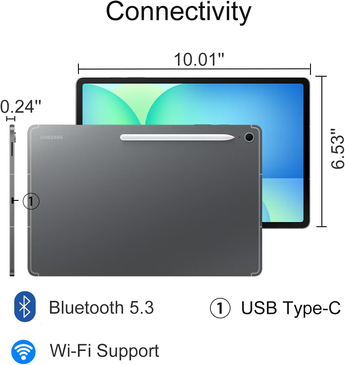 Samsung Galaxy Tab S10 FE Android Tablet (10.9" 2K+ Touchscreen, 8-Core, 8GB RAM, 256GB Storage (128GB+128GB SD Card)), S Pen, Long Battery Life, Dual Cameras, Lightweight, Gray, NA Version, SM-X520