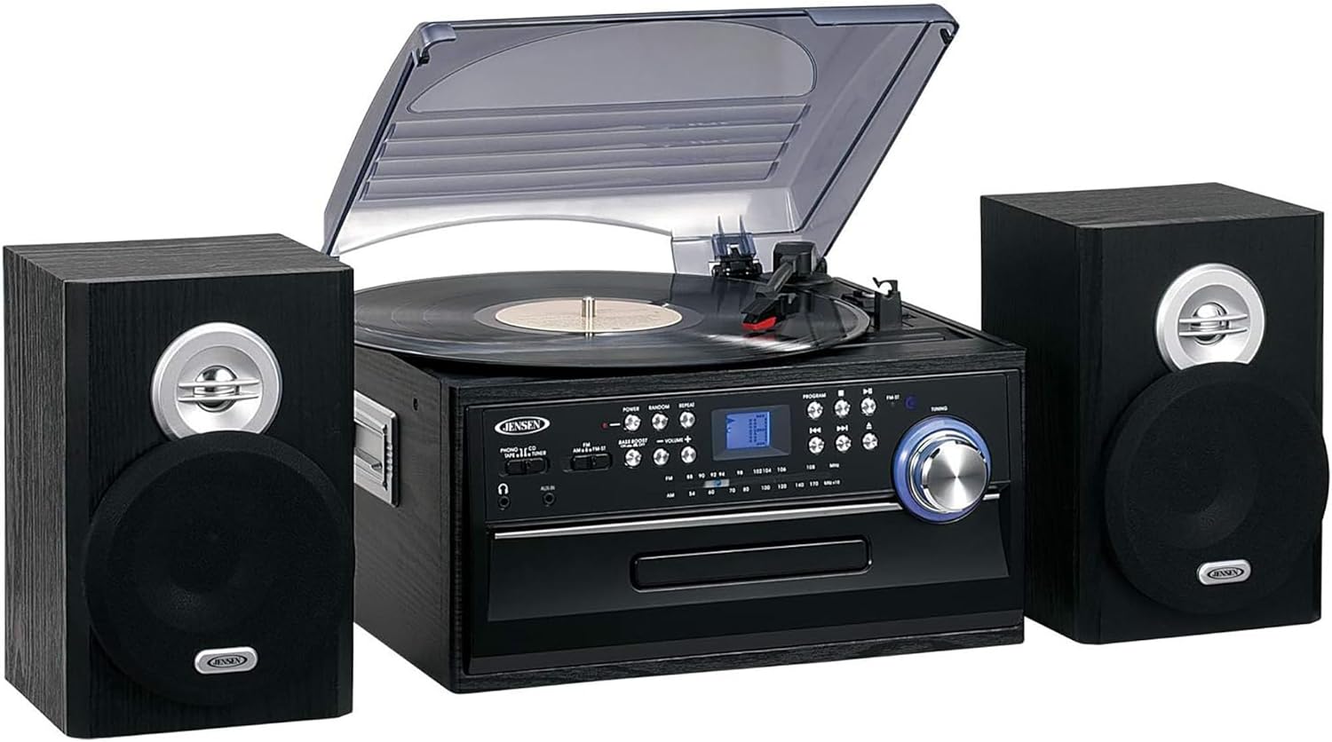 Jensen JTA-475 3-Speed Turntable with CD, Cassette & AM/FM Stereo Radio