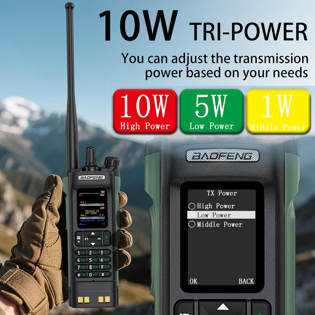 BAOFENG DM32 DMR Handheld Radio with USB-C Charging, GPS, 10W Long Range Walkie Talkie for Emergency Rescue & Outdoor Sports DM-32UV (1 Pack Green)