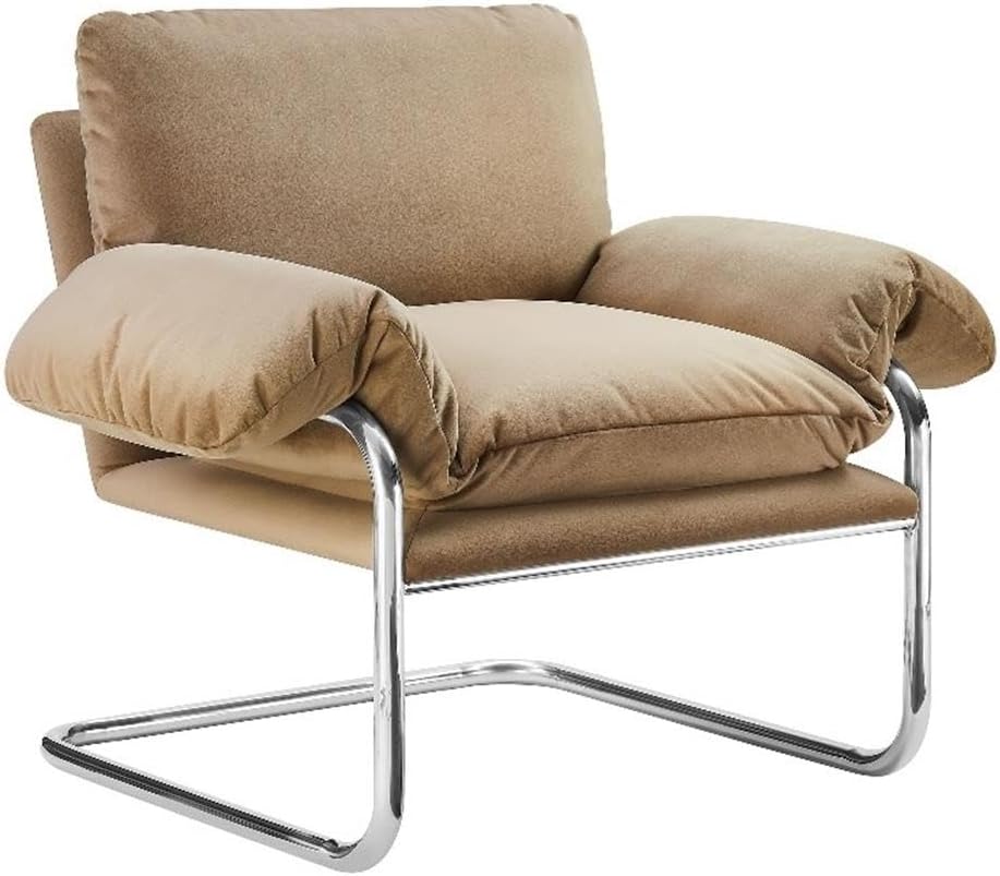 Modway Ansel Performance Velvet Accent Chair in Taupe - Stain-Resistant Velvet Lounge Chair for Living Room, Bedroom - Corner Reading Chair with Arms and Removable Cushions