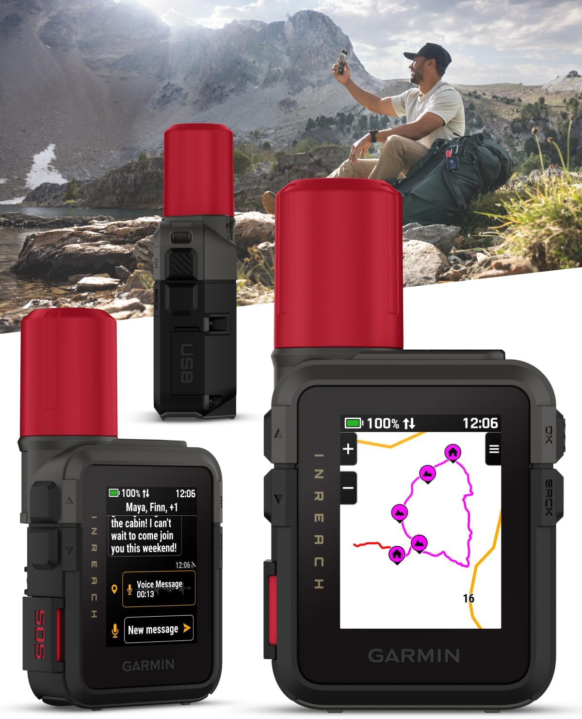 Garmin inReach Mini 3 Plus Rugged Global Satellite Communicator, Touchscreen Texting, Photo & Voice Messaging, Emergency SOS Messages & Battery Up to 350 Hours w/ Wearable4U Power Car/Wall Bundle