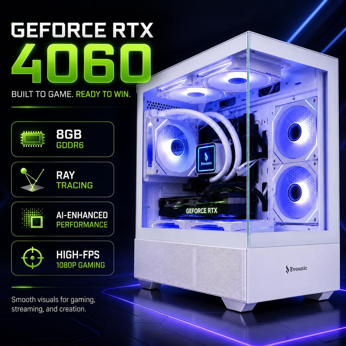 Gaming Desktop PC Computer Liquid Cooled – i7 Xeon 12-Core,GeForce RTX 4060 GDDR6, 64GB RAM, 512GB SSD + 1TB HDD, WiFi 6 & BT 5.4, 7× ARGB Fans, 650W PSU, Windows 11 Pro, RGB Keyboard & Mouse