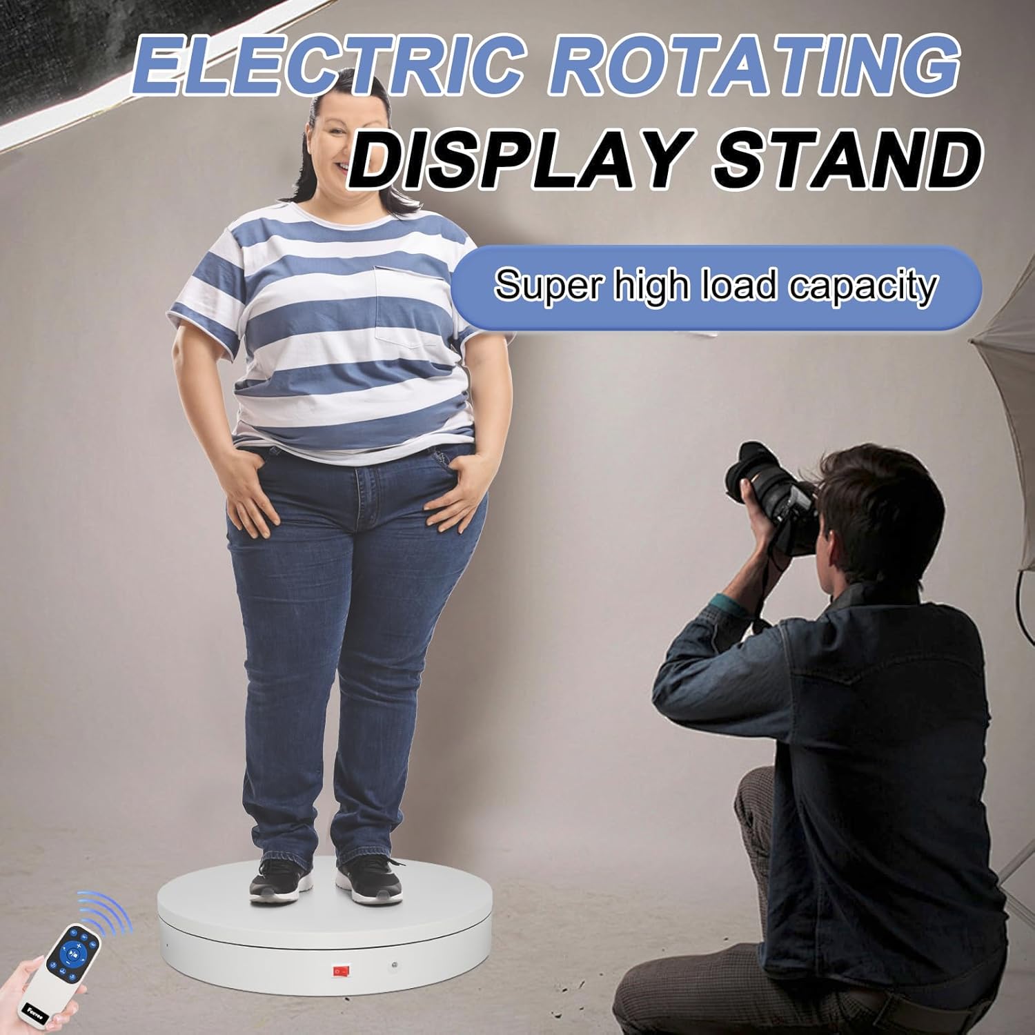 Remote-Controlled Motorized Electric Turntable,Heavy Duty Rotating Display Stand,Speed-Adjustable Rotating Platform,Multi-Mode Photography Turntable for 3D Scan,Photography(19.7in/White)