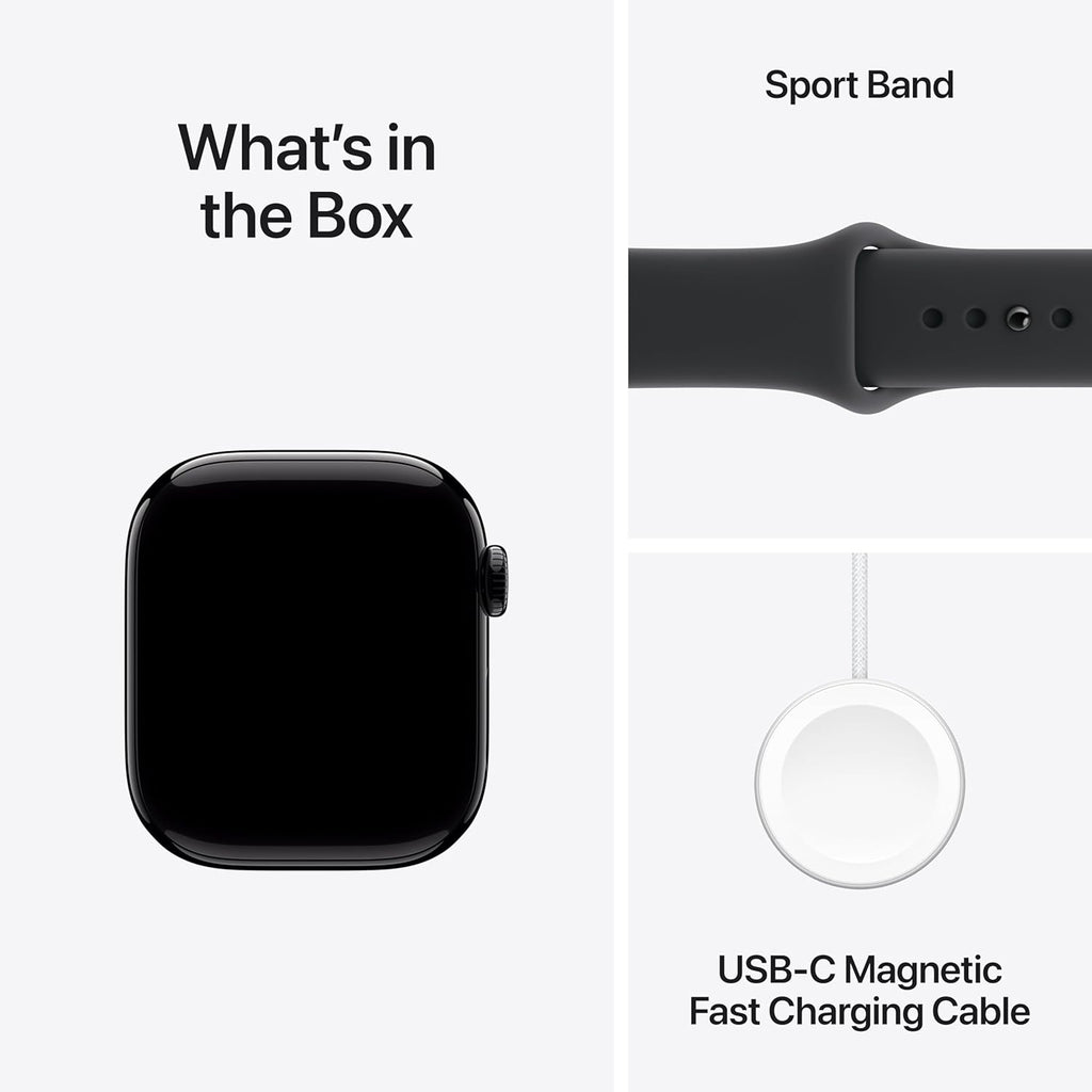 Apple Watch Series 11 GPS 42mm Smartwatch with Jet Black Aluminum Case with Black Sport Band - S/M. Sleep Score, Fitness Tracker, Health Monitoring, Always-On Display, Water Resistant