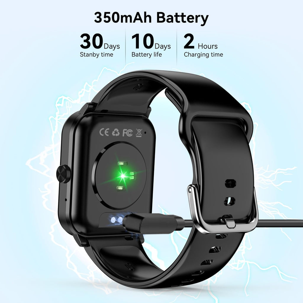 Smart Watch, 1.85" Smartwatch for Men Women (Answer/Make Call), Heart Rate, Sleep Monitor, Pedometer, 120+ Sport Modes Activity Tracker, IP68 Waterproof Fitness Watch for Android iOS（Black）