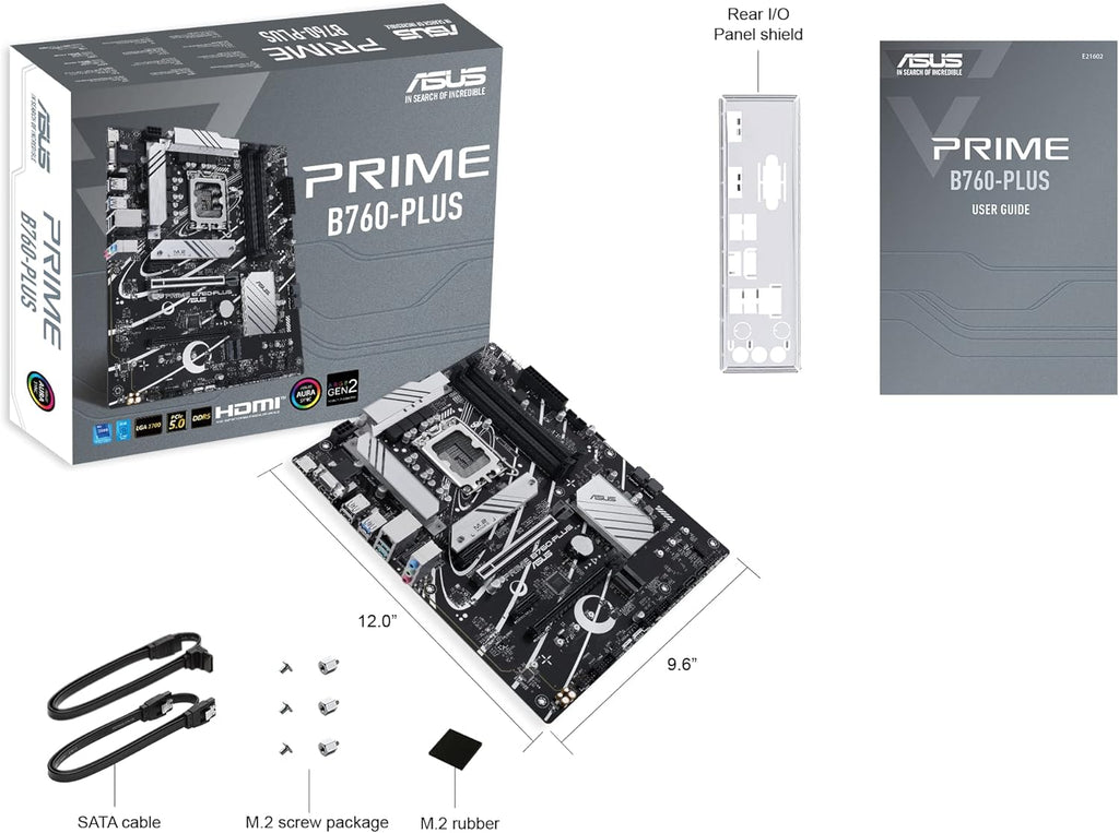 ASUS Prime B760-PLUS Intel B760(13th and 12th Gen) LGA1700 ATX Motherboard PCIe 5.0,DDR5,3X PCIe 4.0 M.2 Slots,2.5Gb LAN, DP,HDMI,USB 3.2 Gen 2x2 Type-C,Front USB 3.2 Gen 1 Type-C,Thunderbolt (USB4)