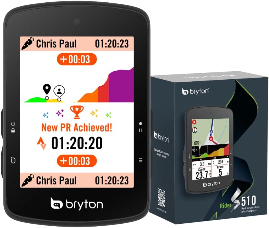 Bryton Rider S510 2.8 Inch Color LCD Touchscreen GPS Bike/Cycling Computer, Offline USA Map, Compatible with Bike Radar, 30hrs Long Battery Life, Navigation with Turn-by Turn Follow Track Waterproof
