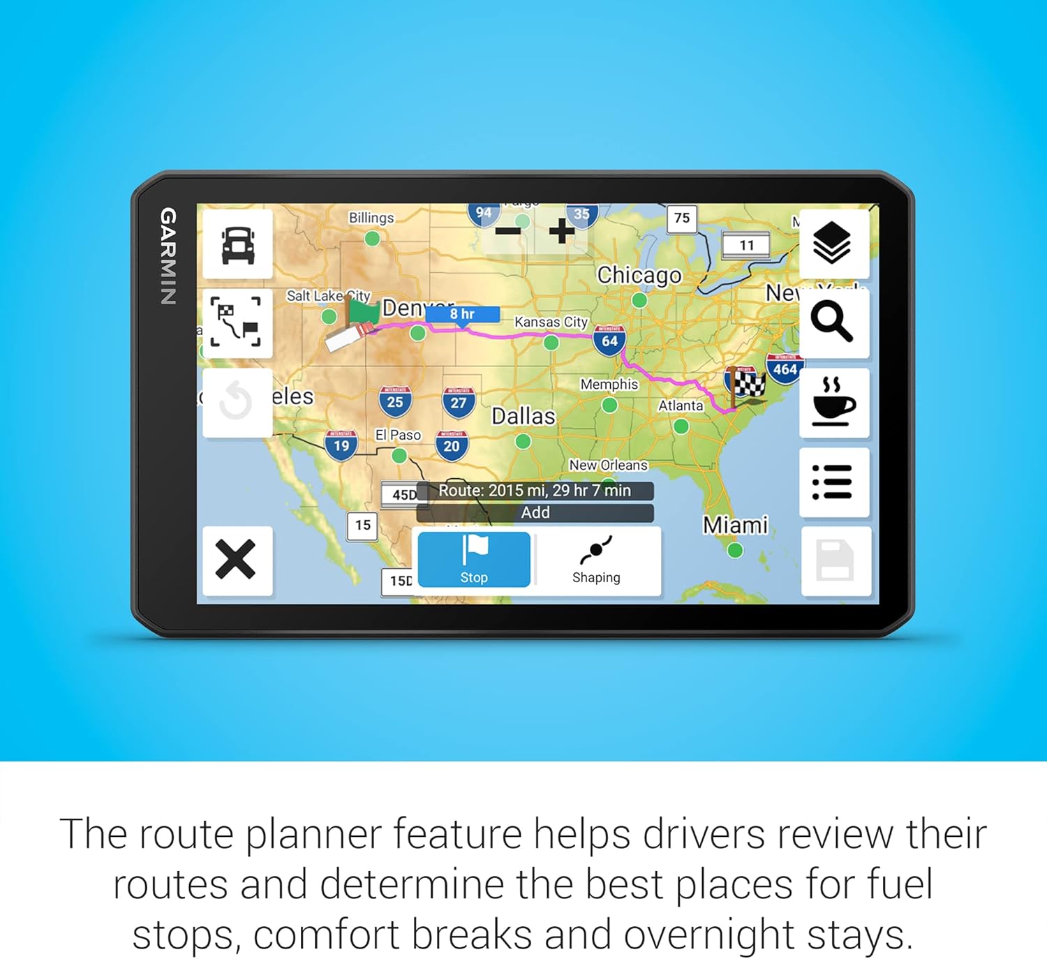 Garmin dezl OTR710, Large, Easy-to-Read 7 inch GPS Truck Navigator, Custom Routing, High-Resolution Birdseye Satellite Imagery, Directory of Trucking & Trailer Services (Renewed)