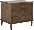 SAFAVIEH Couture Home Collection Lisabet Brown 3-Drawer Wood Nightstand Table (Fully Assembled)